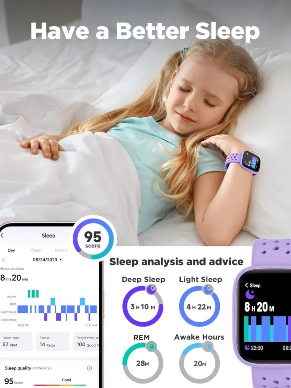 Kids Smart Watch with Fitness Tracker, 1.8